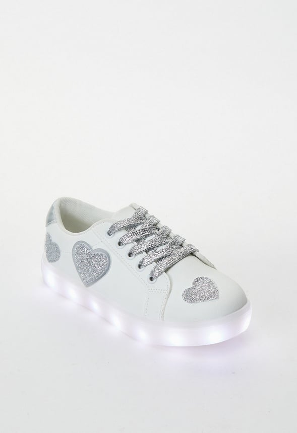 Glitter Hearts Light Up Sneaker White
