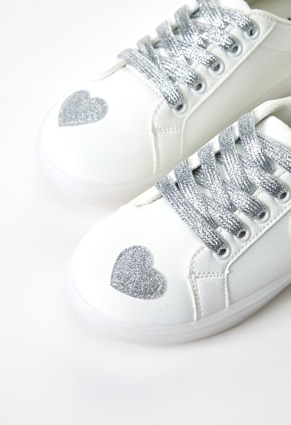 Glitter Hearts Light Up Sneaker White