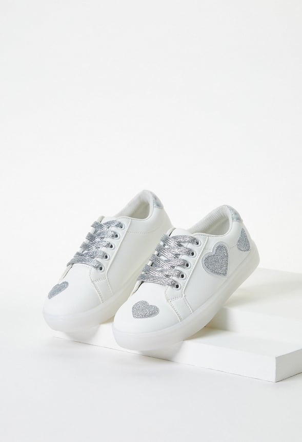 Glitter Hearts Light Up Sneaker White