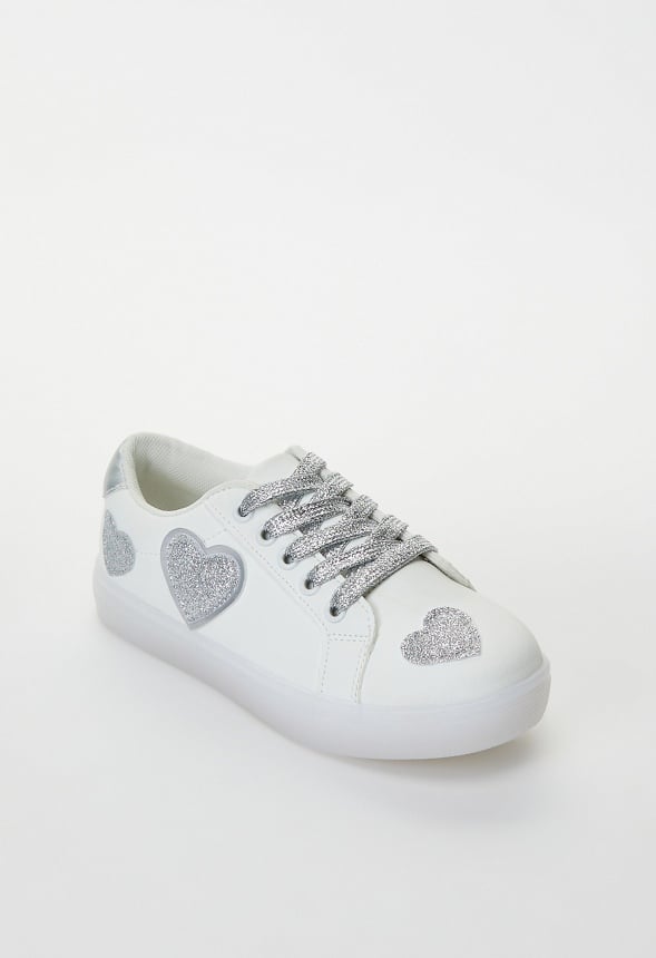 Glitter Hearts Light Up Sneaker White