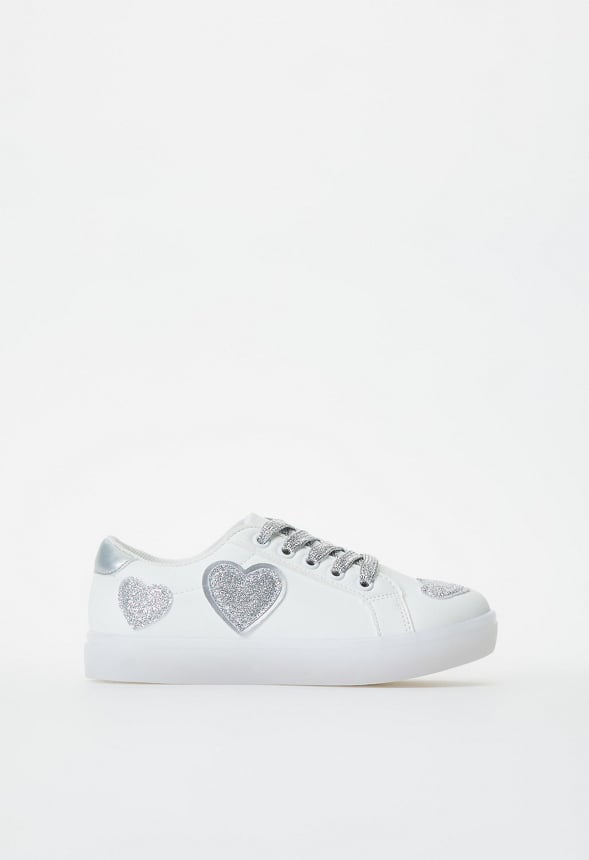 Glitter Hearts Light Up Sneaker White