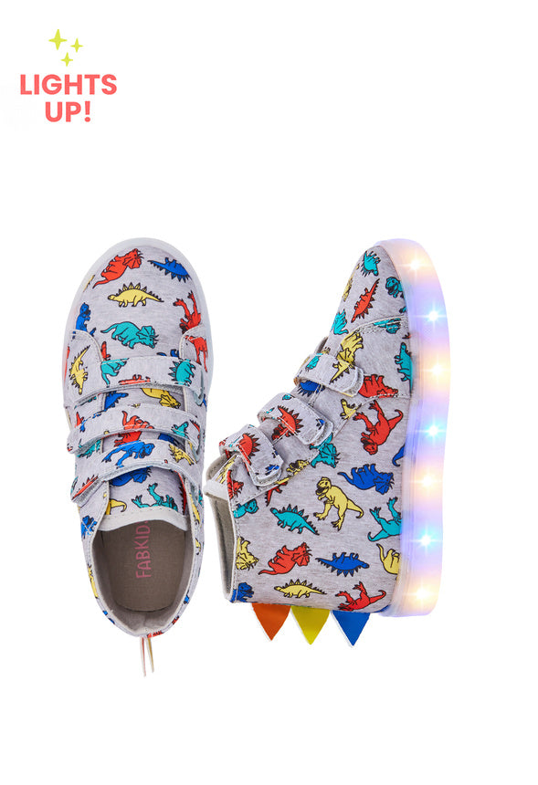 3D Dino Light Up High Top Sneaker Grey