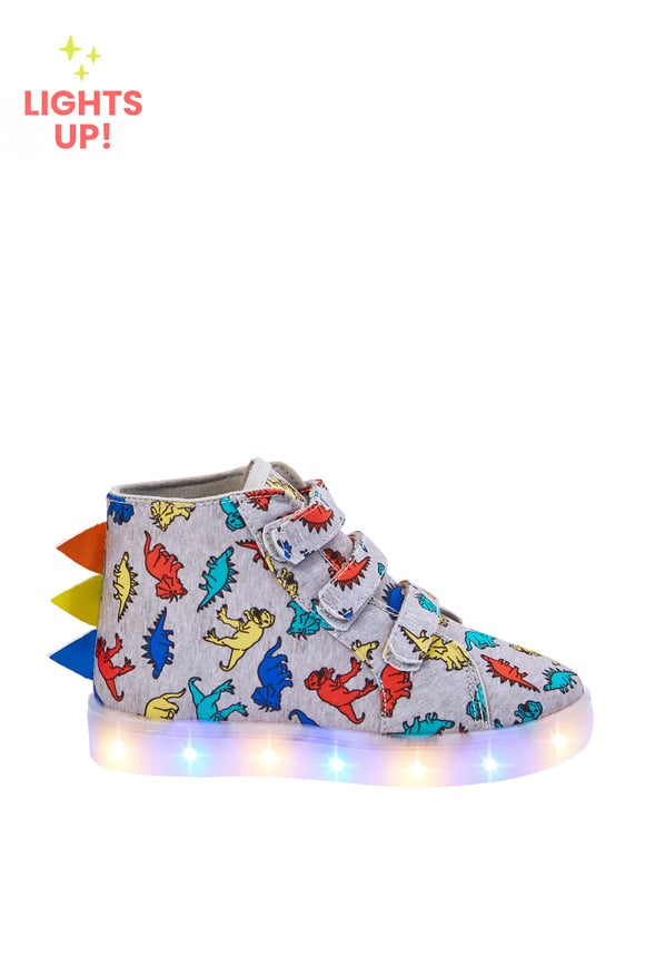 3D Dino Light Up High Top Sneaker Grey