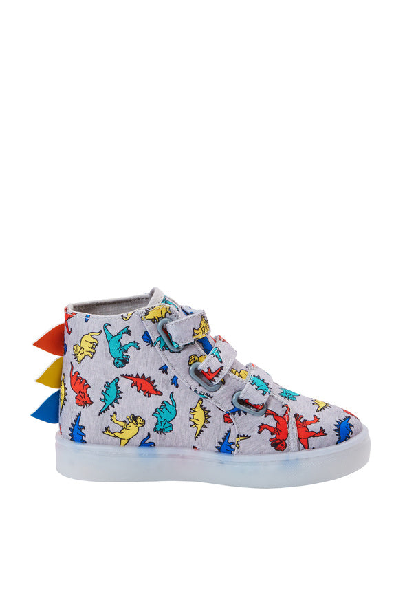 3D Dino Light Up High Top Sneaker Grey