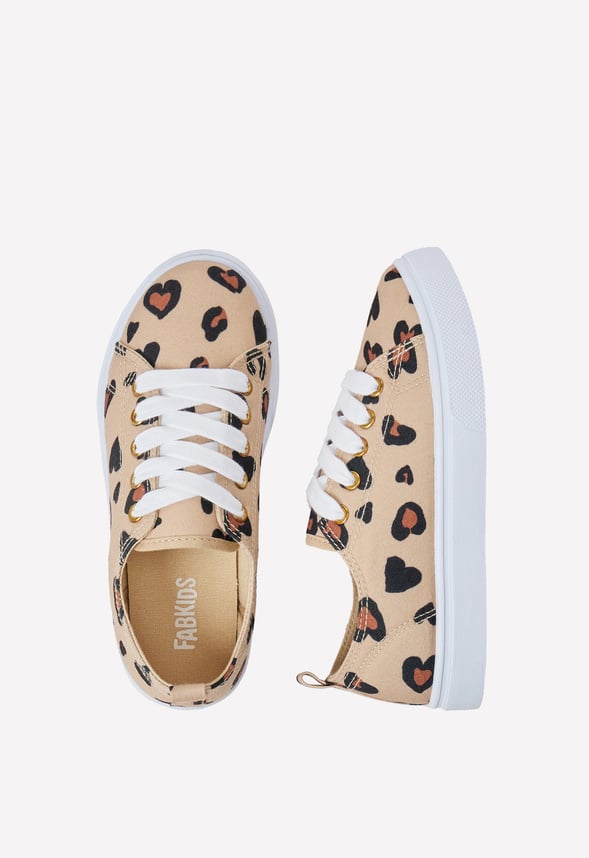 Leopard Heart Sneaker Tan