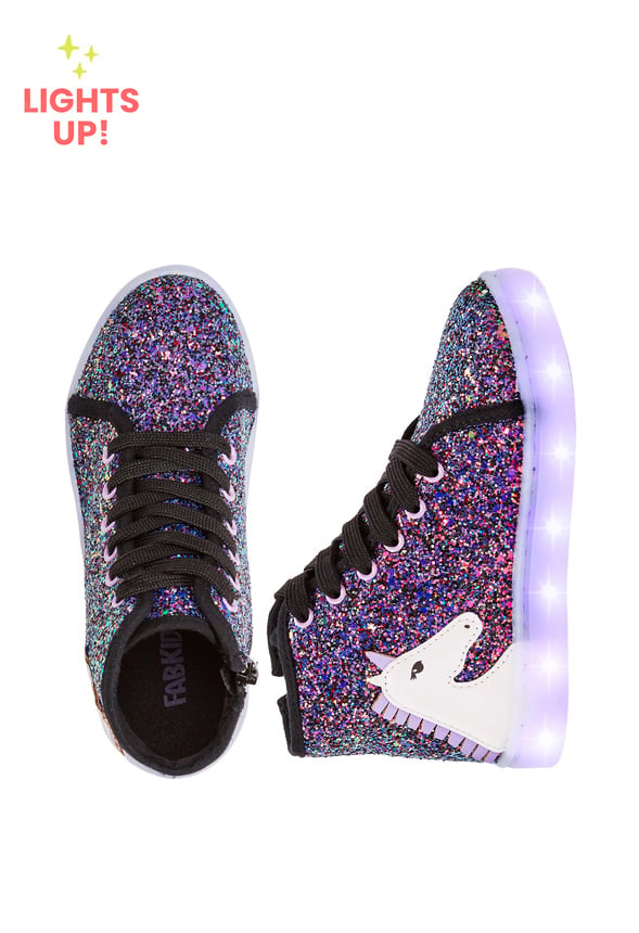 3D Unicorn High Top Light Up Sneaker Purple