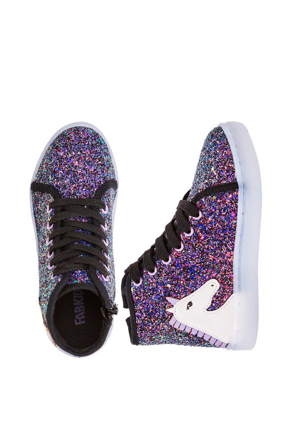 3D Unicorn High Top Light Up Sneaker Purple