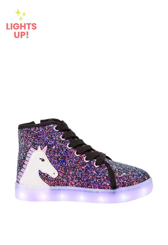 3D Unicorn High Top Light Up Sneaker Purple