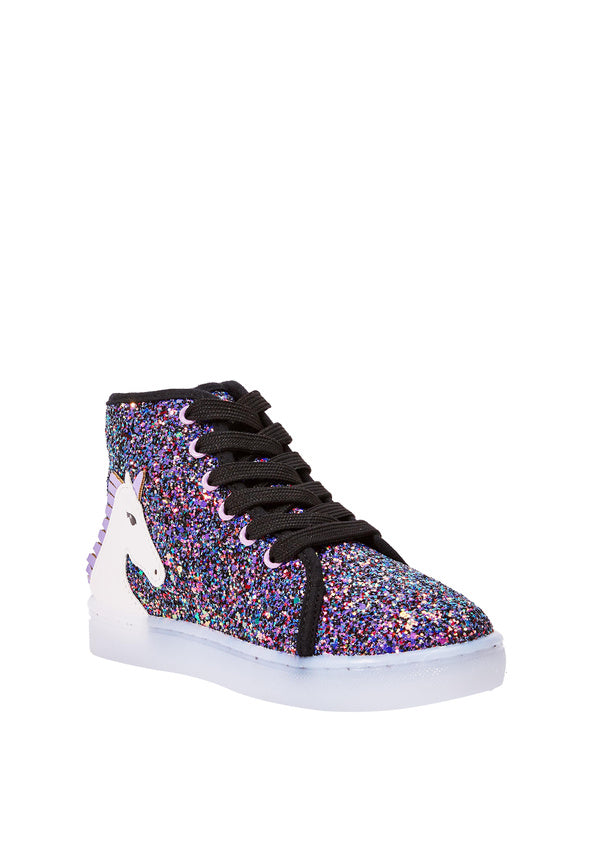 3D Unicorn High Top Light Up Sneaker Purple