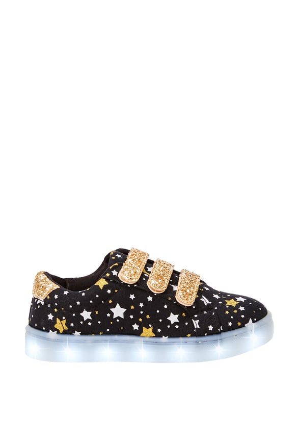 Starry Multi Strap Glitter Light Up Sneaker Black