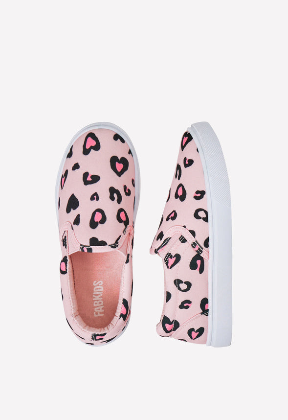 Leopard Heart Slip On Sneaker Pink