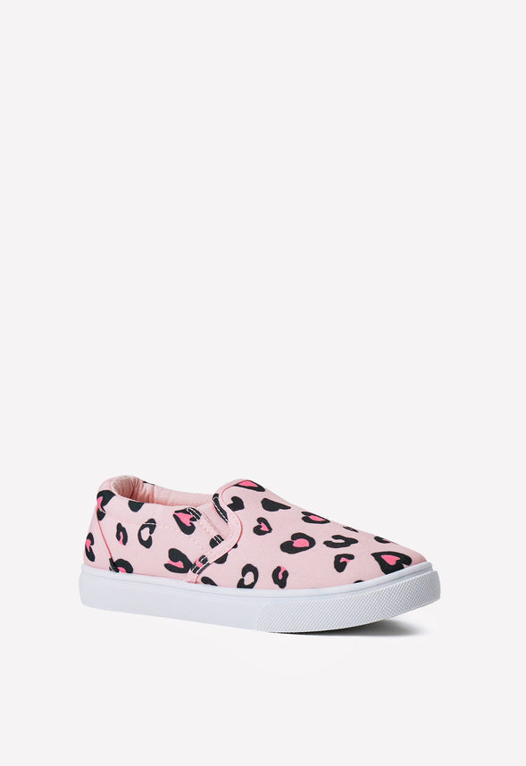 Leopard Heart Slip On Sneaker Pink