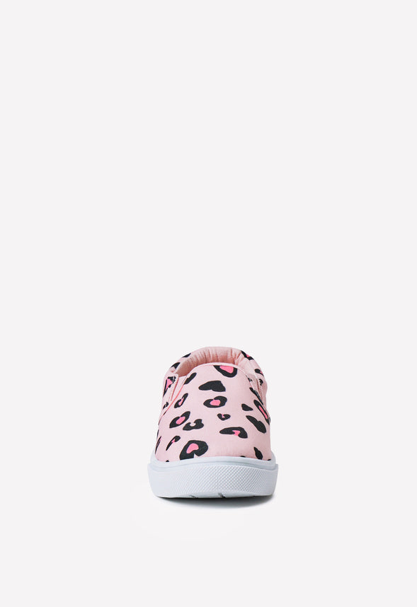 Leopard Heart Slip On Sneaker Pink