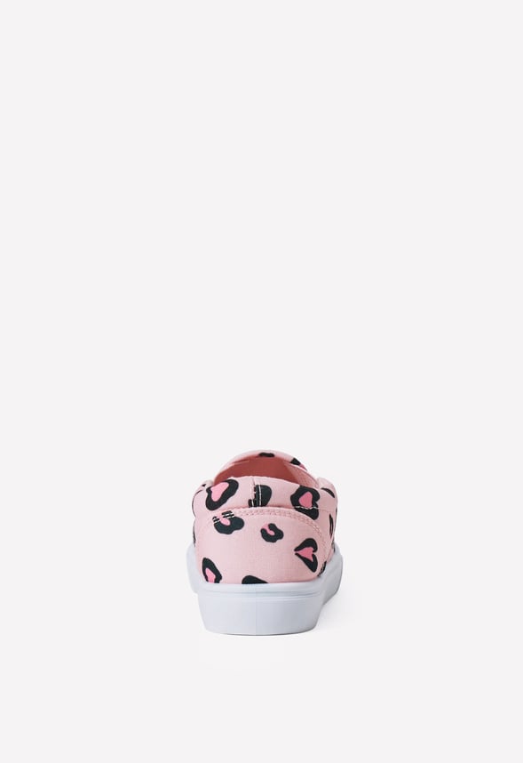 Leopard Heart Slip On Sneaker Pink