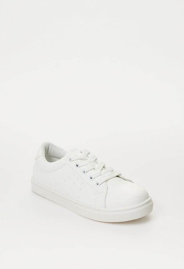 Faux Leather Lace Up Sneaker White
