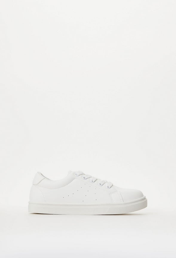 Faux Leather Lace Up Sneaker White