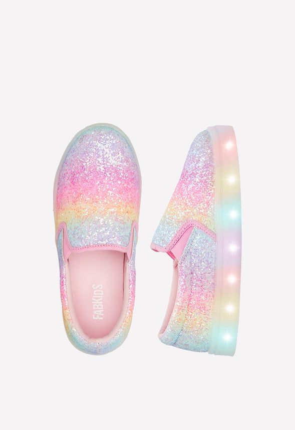Rainbow Glitter Light Up Slip On Multi
