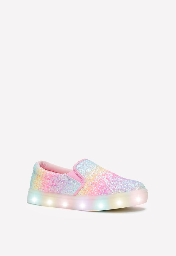 Rainbow Glitter Light Up Slip On Multi
