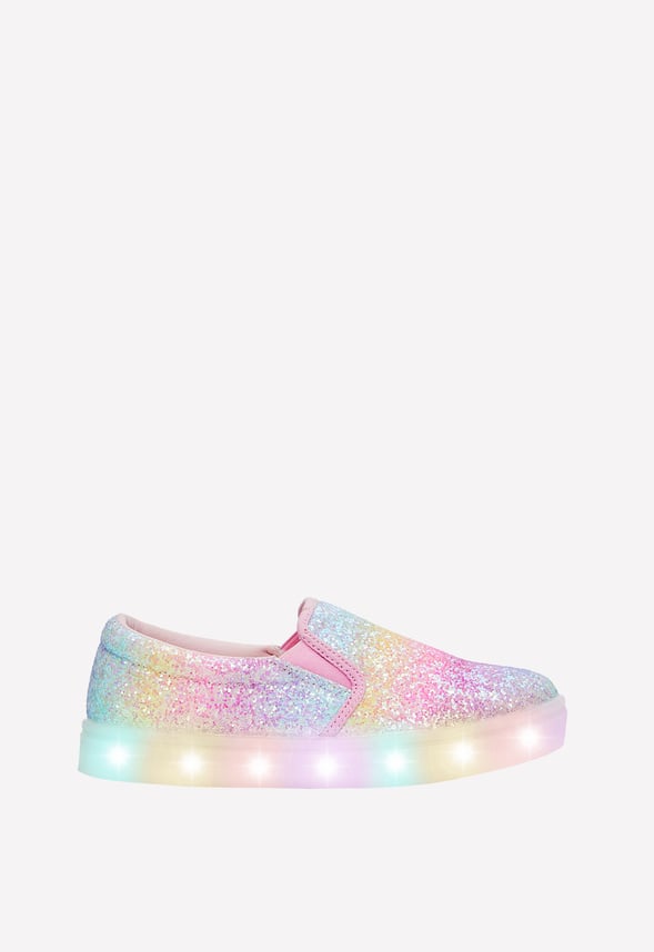 Rainbow Glitter Light Up Slip On Multi