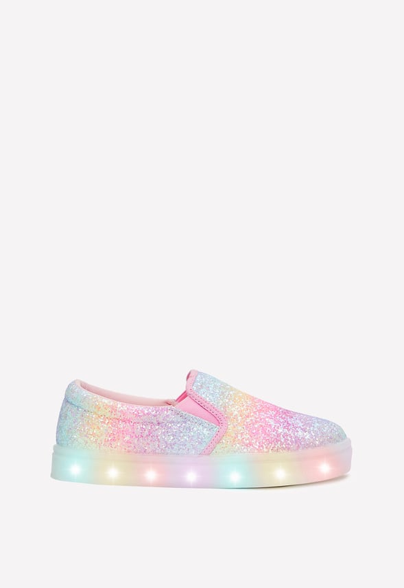 Rainbow Glitter Light Up Slip On Multi