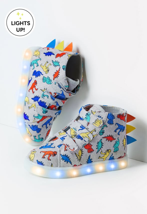 3D Dino Light Up High Top Sneaker Grey