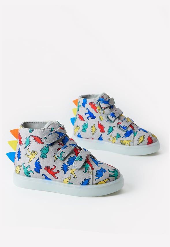 3D Dino Light Up High Top Sneaker Grey