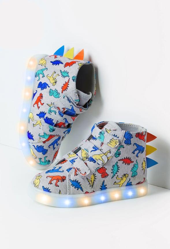 3D Dino Light Up High Top Sneaker Grey