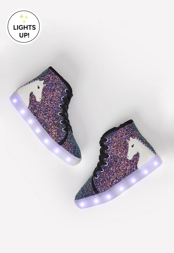 3D Unicorn High Top Light Up Sneaker Purple