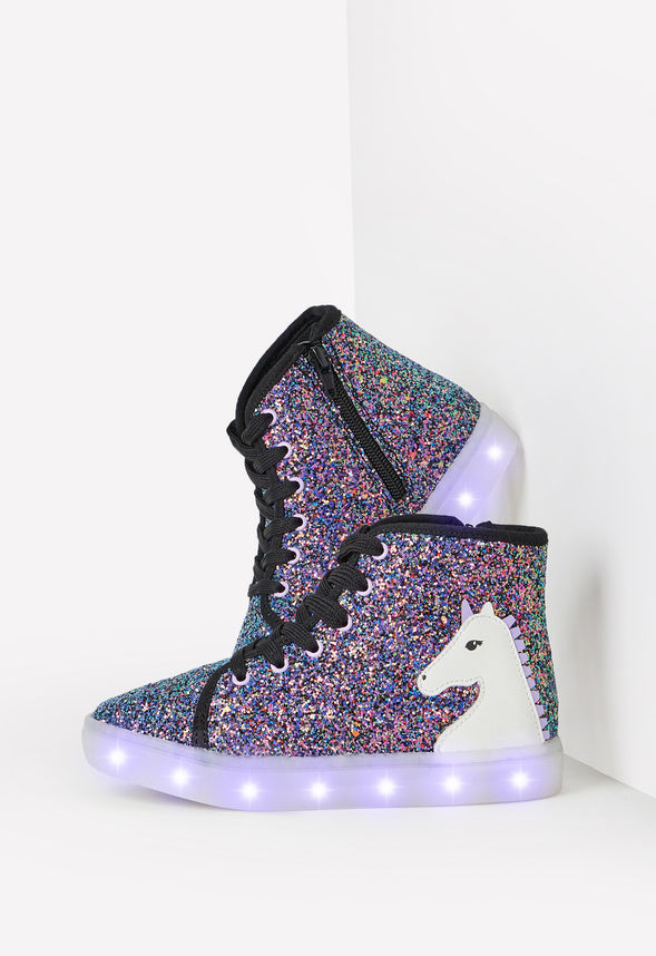 3D Unicorn High Top Light Up Sneaker Purple