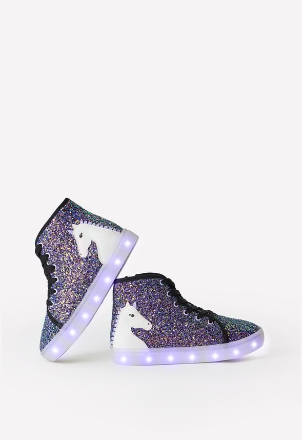 3D Unicorn High Top Light Up Sneaker Purple