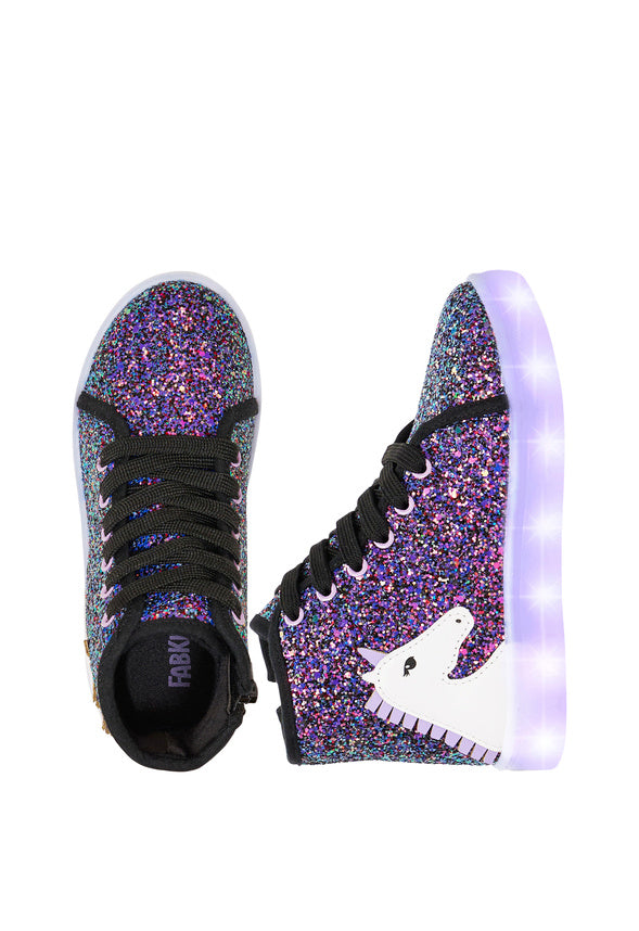 3D Unicorn High Top Light Up Sneaker Purple