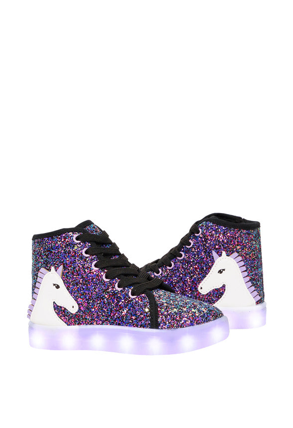 3D Unicorn High Top Light Up Sneaker Purple
