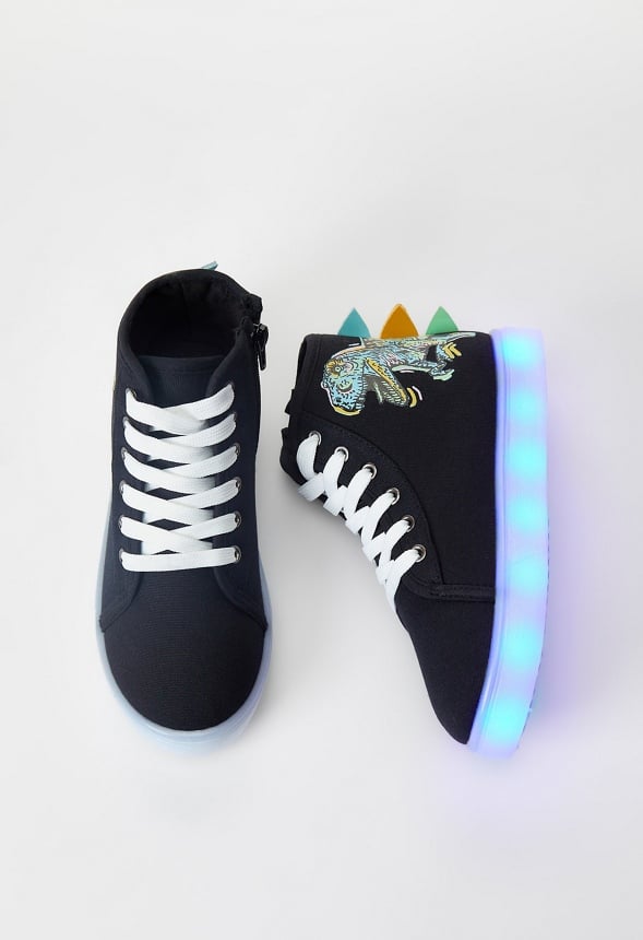 3D Spike Dino Light Up High Top Black