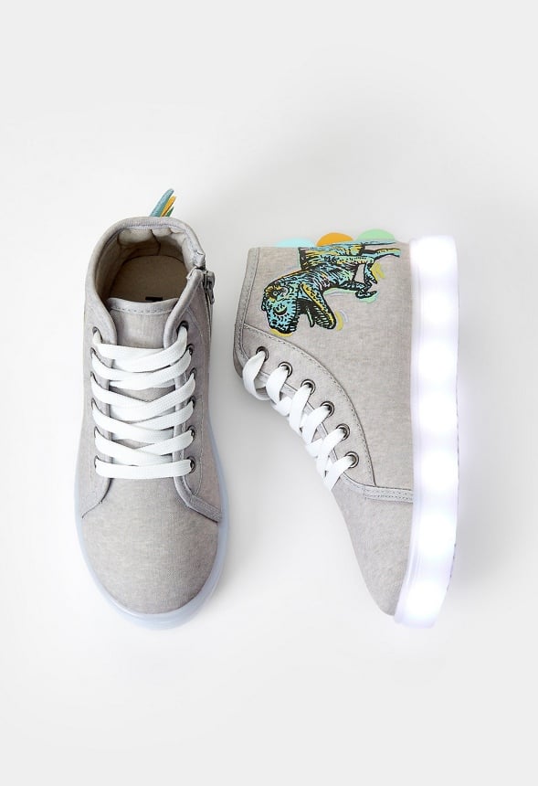 3D Spike Dino Light Up High Top Gray