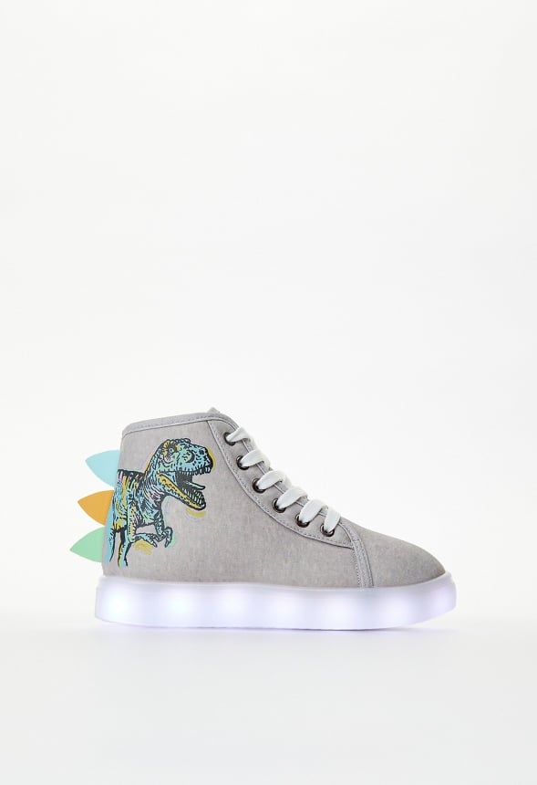 3D Spike Dino Light Up High Top Gray