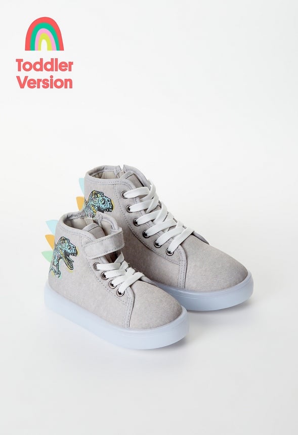 3D Spike Dino Light Up High Top Gray