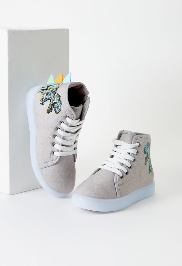 3D Spike Dino Light Up High Top Gray