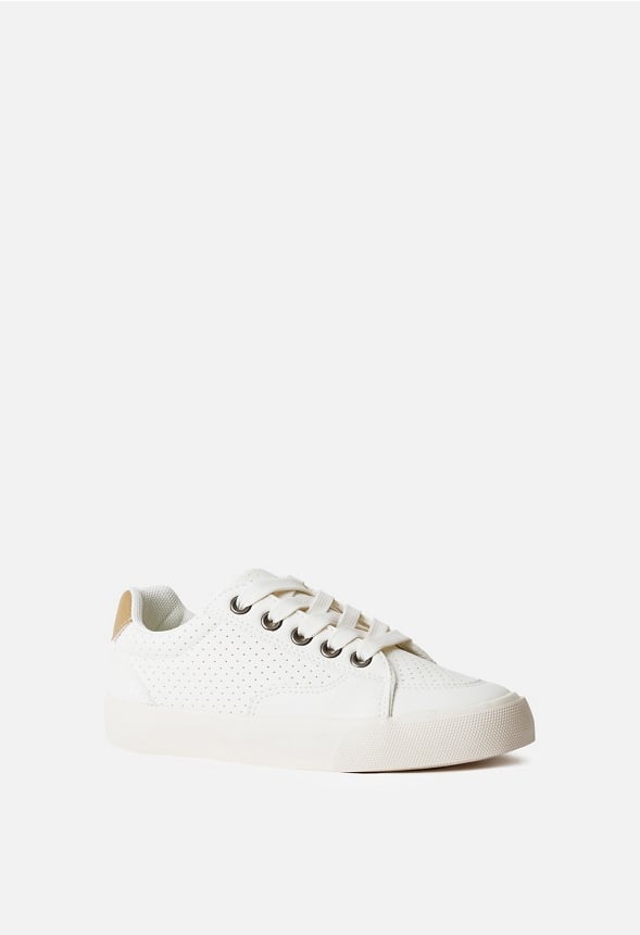 Faux Leather Lace Up Court Sneaker White