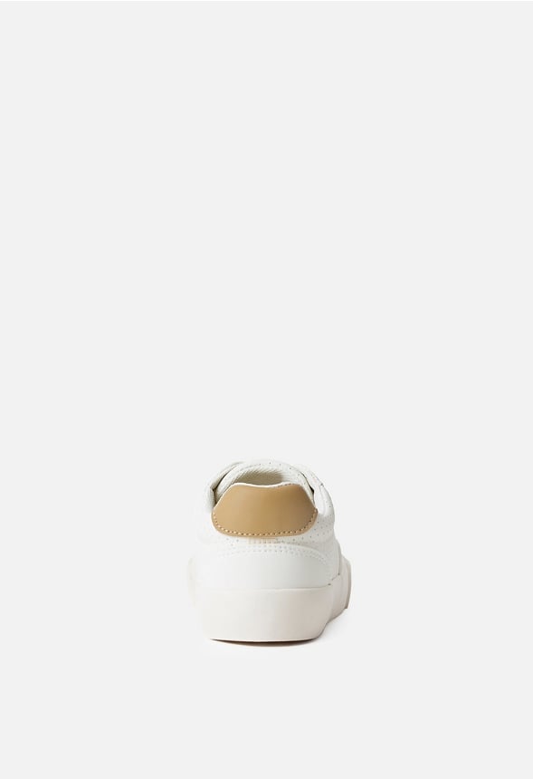 Faux Leather Lace Up Court Sneaker White