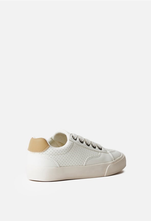 Faux Leather Lace Up Court Sneaker White