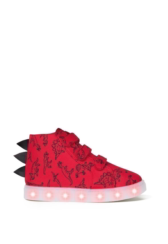 3D Dino Light Up High Top Sneaker Red
