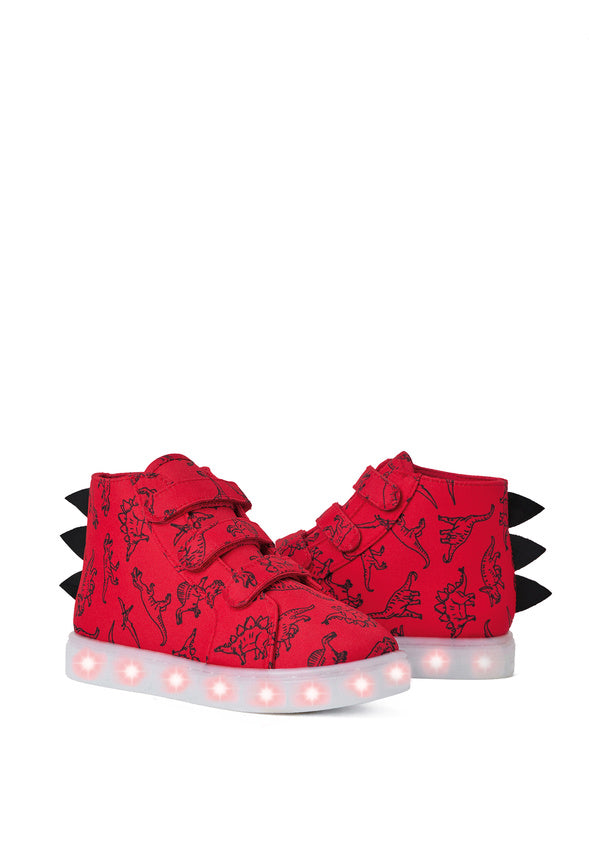 3D Dino Light Up High Top Sneaker Red
