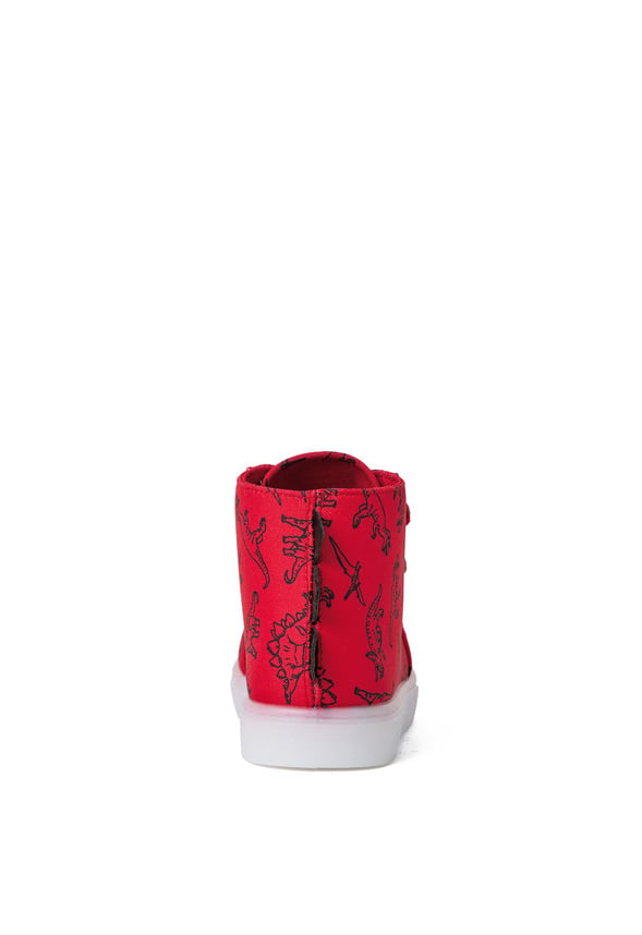3D Dino Light Up High Top Sneaker Red