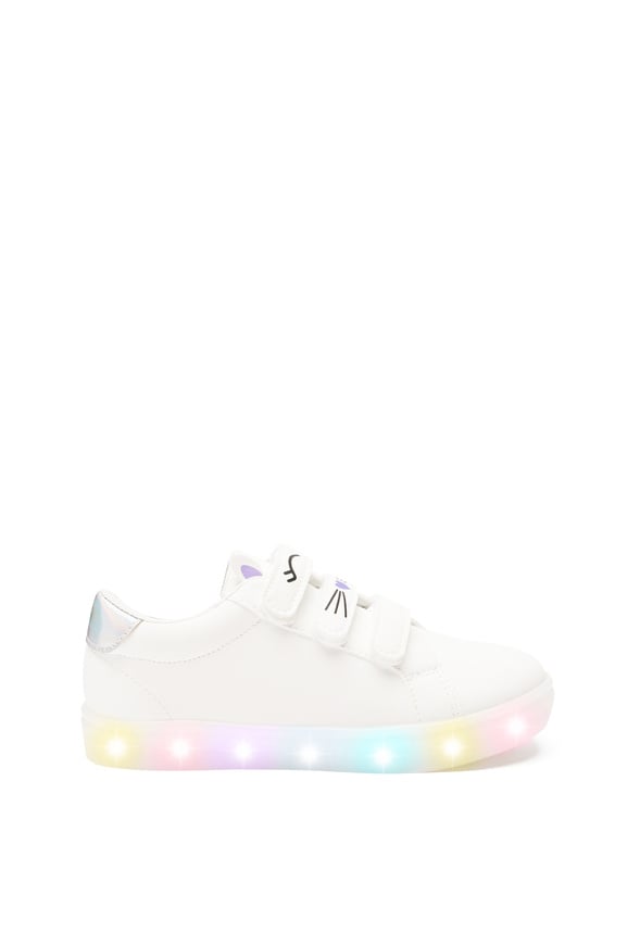Faux Leather Light Up Cat Sneaker White