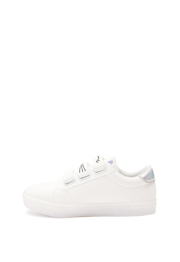 Faux Leather Light Up Cat Sneaker White