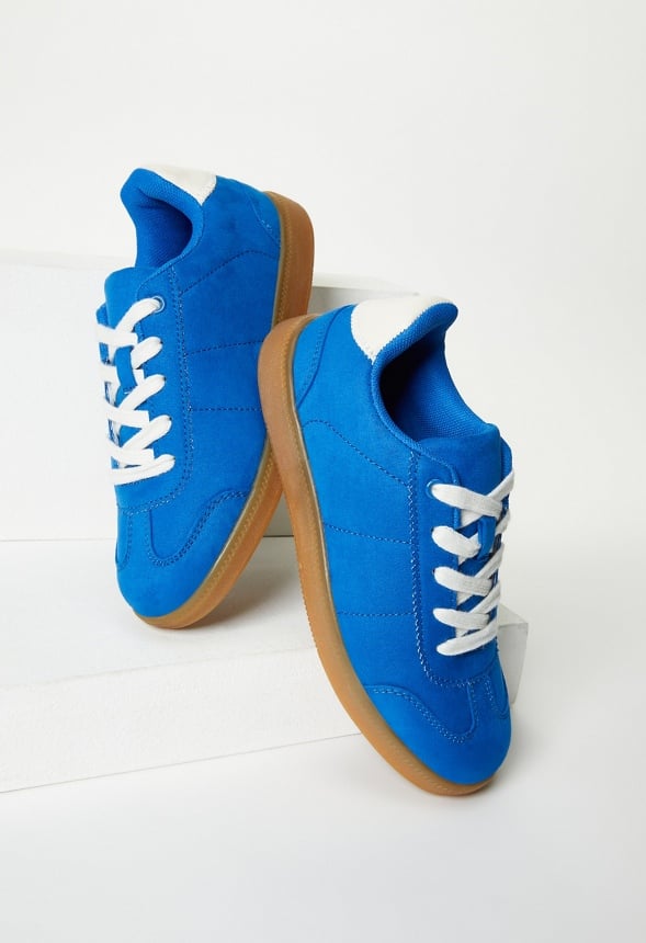 Pieced Faux Suede Sneaker Bright Blue