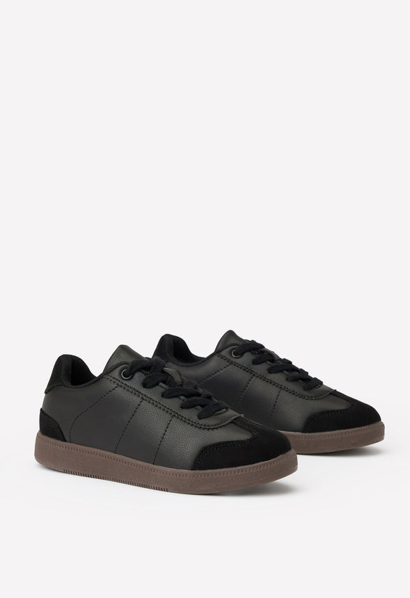 Pieced Lace Up Sneaker Black