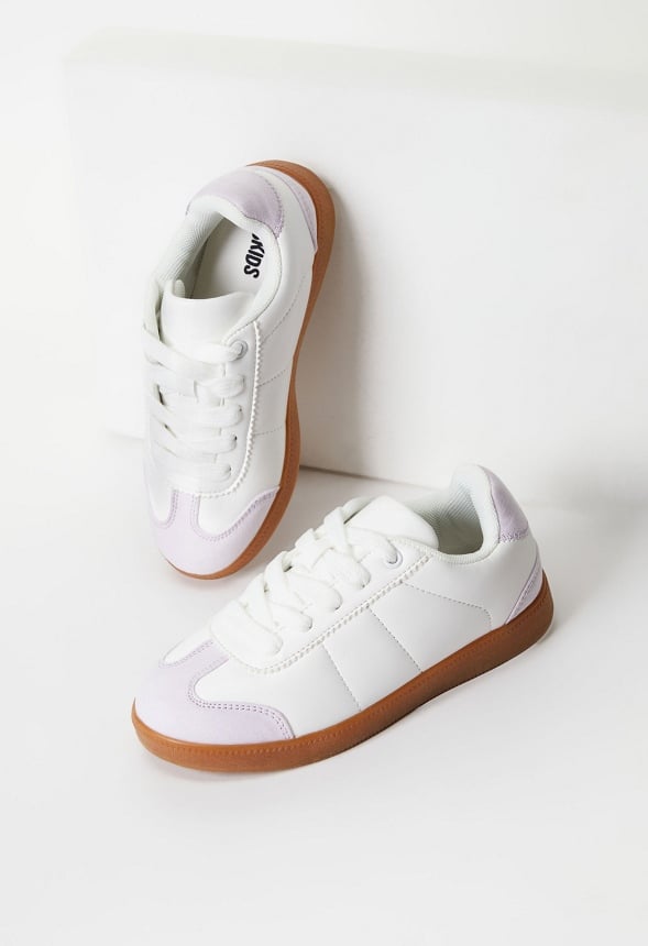 Pieced Lace Up Sneaker White