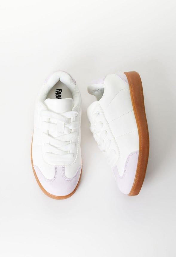 Pieced Lace Up Sneaker White