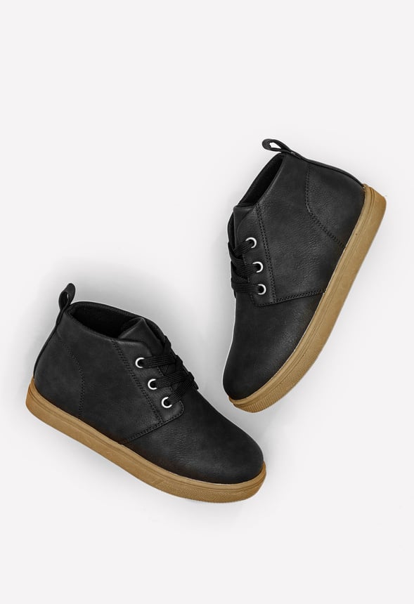 Faux Leather High Top Sneaker Black